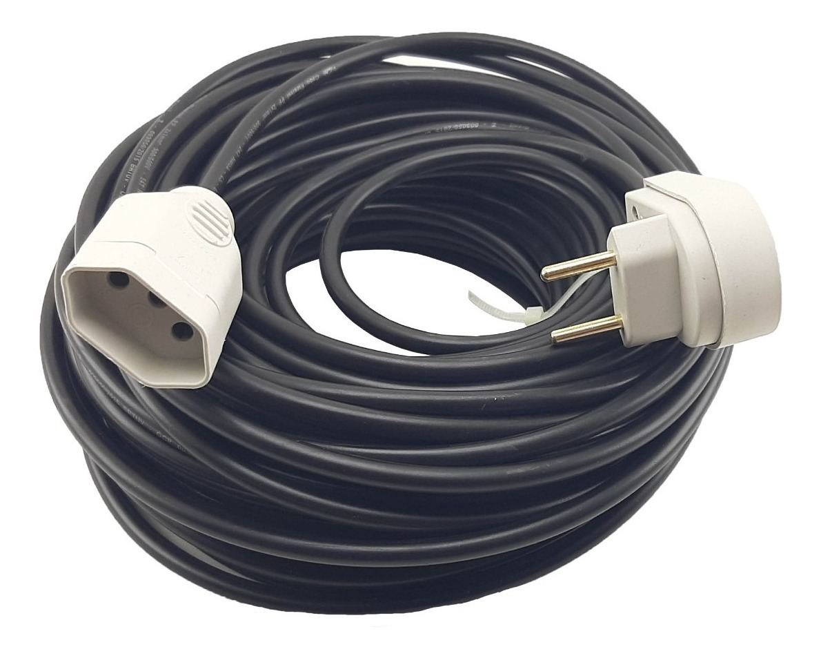 Extensão Elétrica 50 Metros 10a Cabo Pp2x1,0mm Plug Reto Mercado Livre