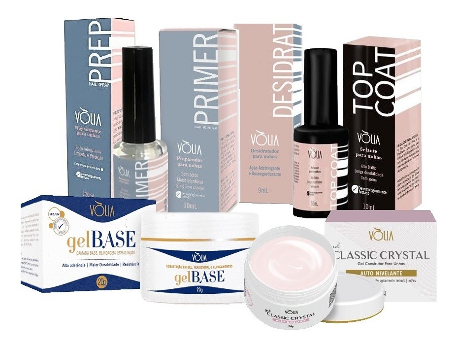 Kit Volia Completo 2 Gel Prep Primer Desidrat Top Coat Unhas Mercado