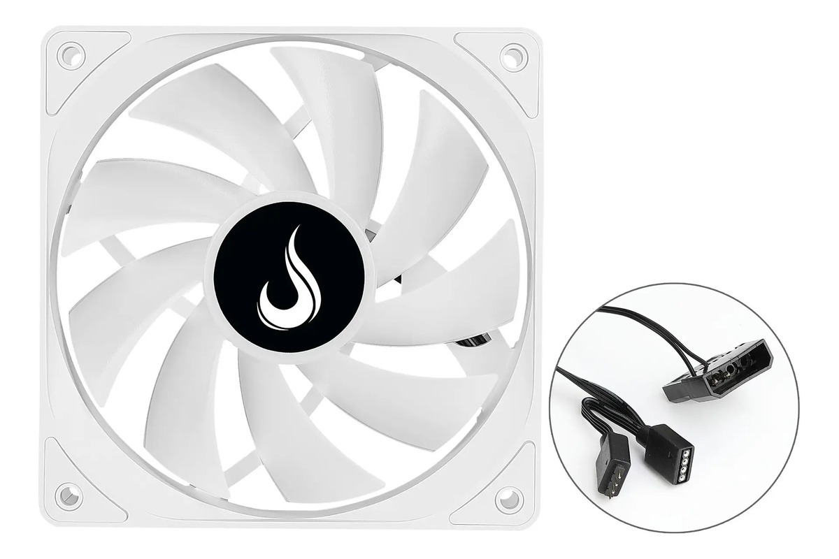 Kit 4 Cooler Fan Branco Rgb 12v 4pin Rise Mode Rmmb0212v