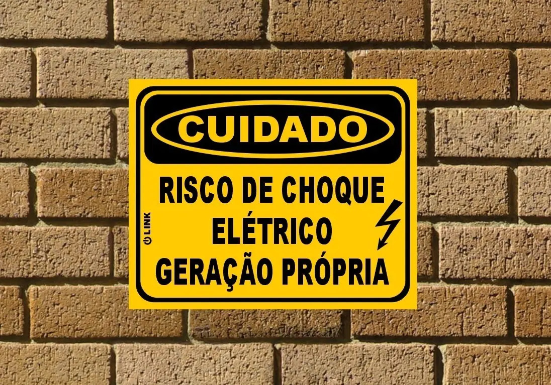 Placa Cuidado Geração Própria Risco De Choque Elétrico 20x16 Mercado
