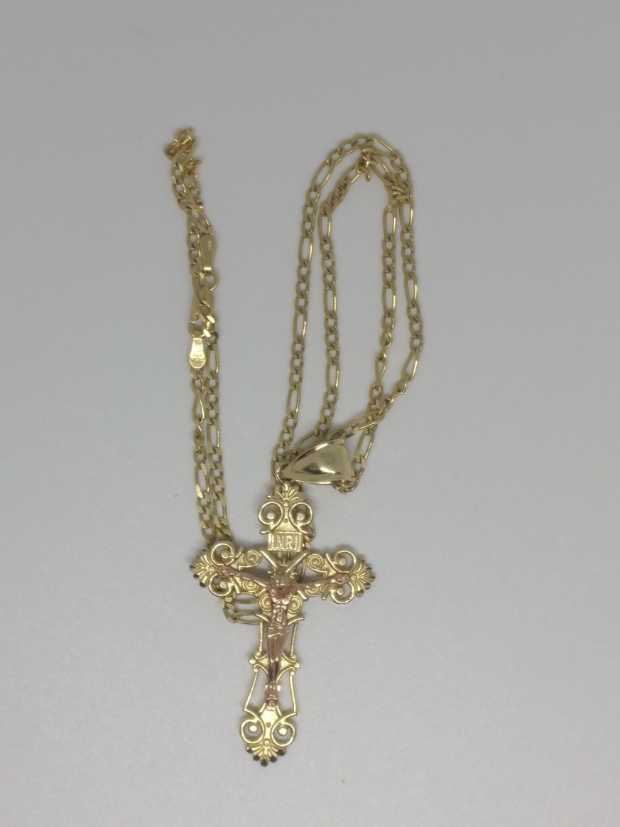 Cadena Con Dije De Cruz Oro Puro 14k 50cm 11g Gold&luxury Meses sin