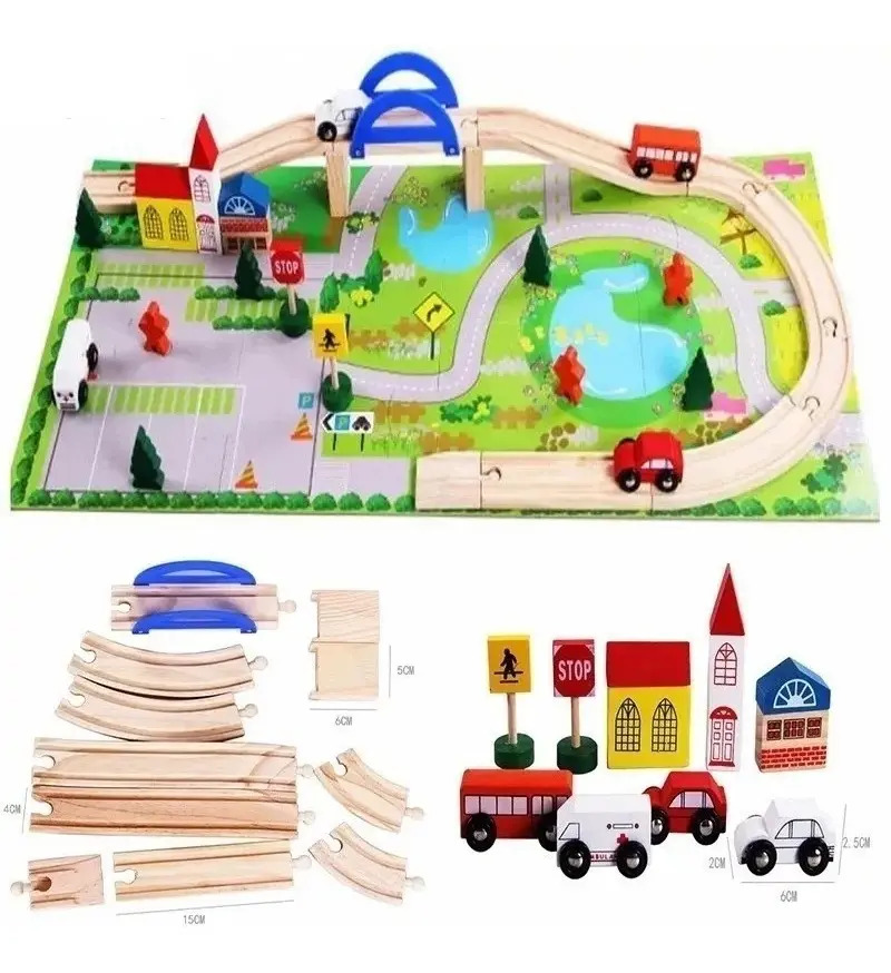 Pista De Autos Con Puente De Madera Juego Montessori Niños Mercado Libre