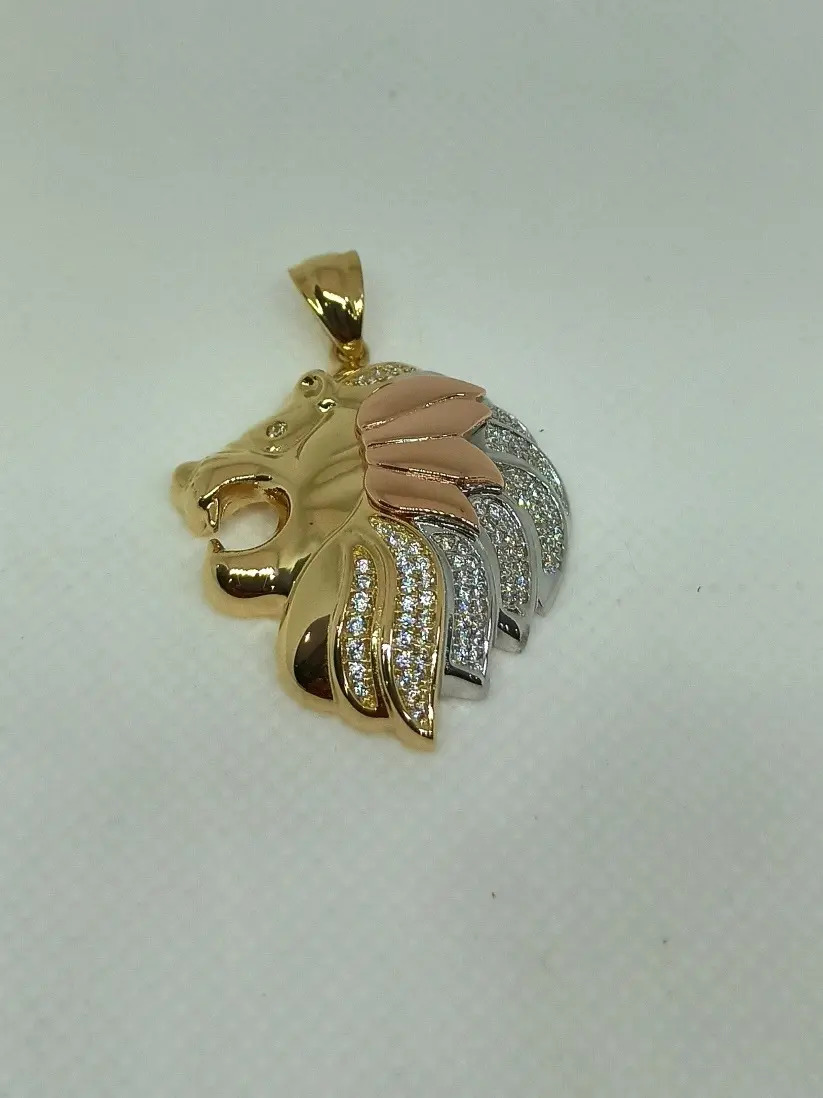 Dije De Cabeza De León En Perfil Oro 14k En Tres Colores Mercado Libre