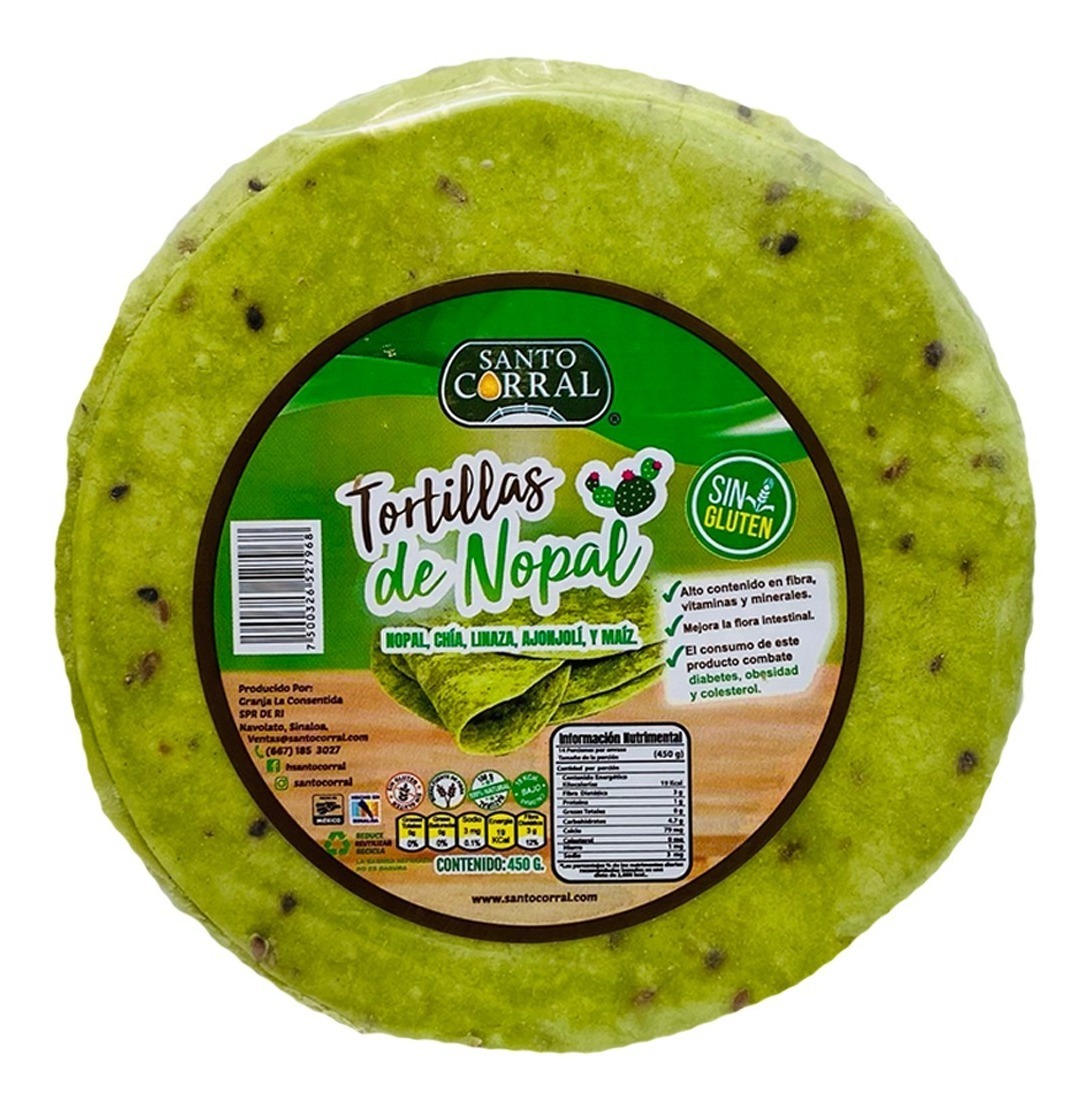 Tortillas De Nopal Con Chía Y Linaza. Sin Gluten 15 Pz Mercado Libre