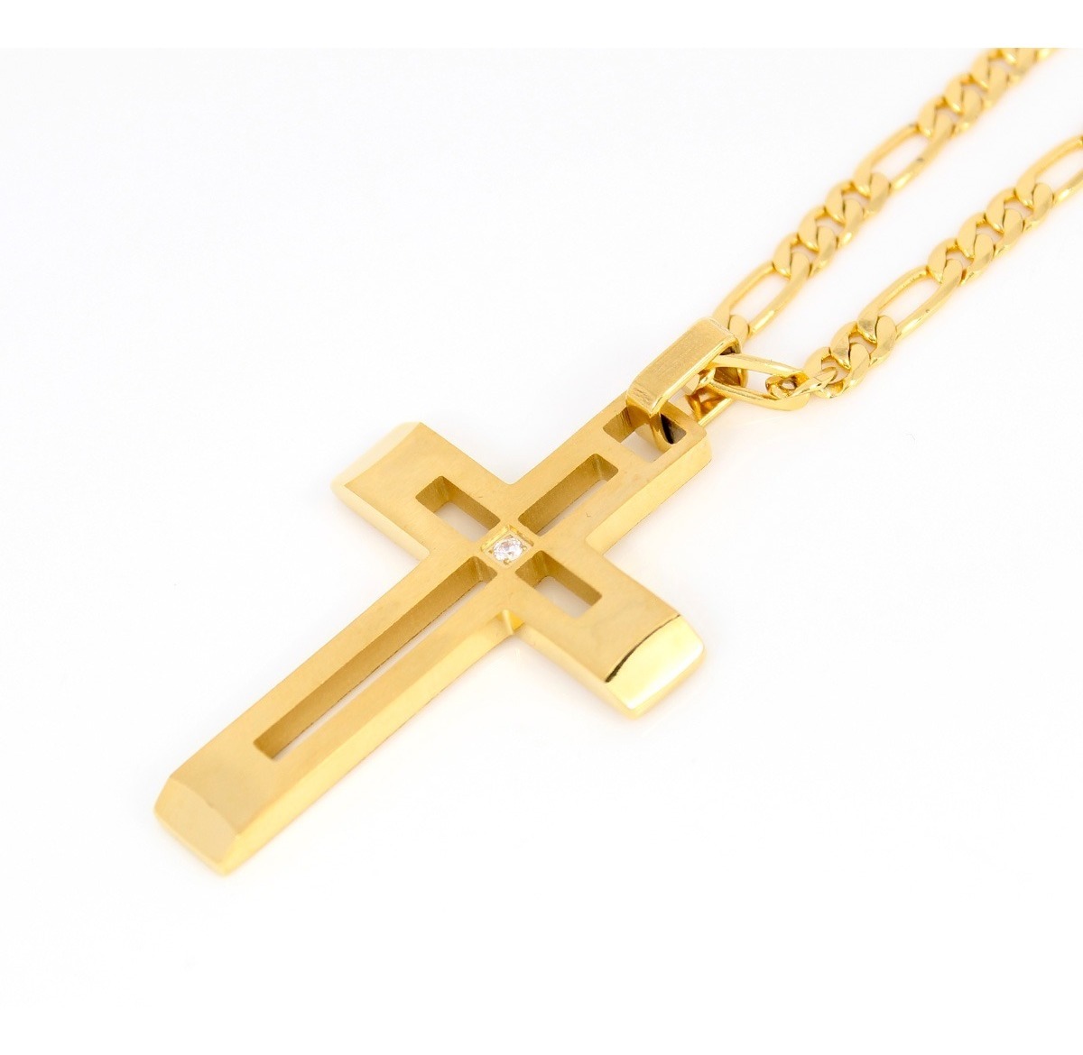 Dije De Cruz Crucifijo Liso Cadena Oro Lamin 24k Amarillo Mercado Libre