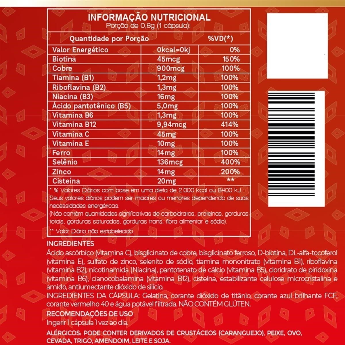 20x Atena Vitamina Para Unhas Fracas E Reduz Queda De Cabelo HF