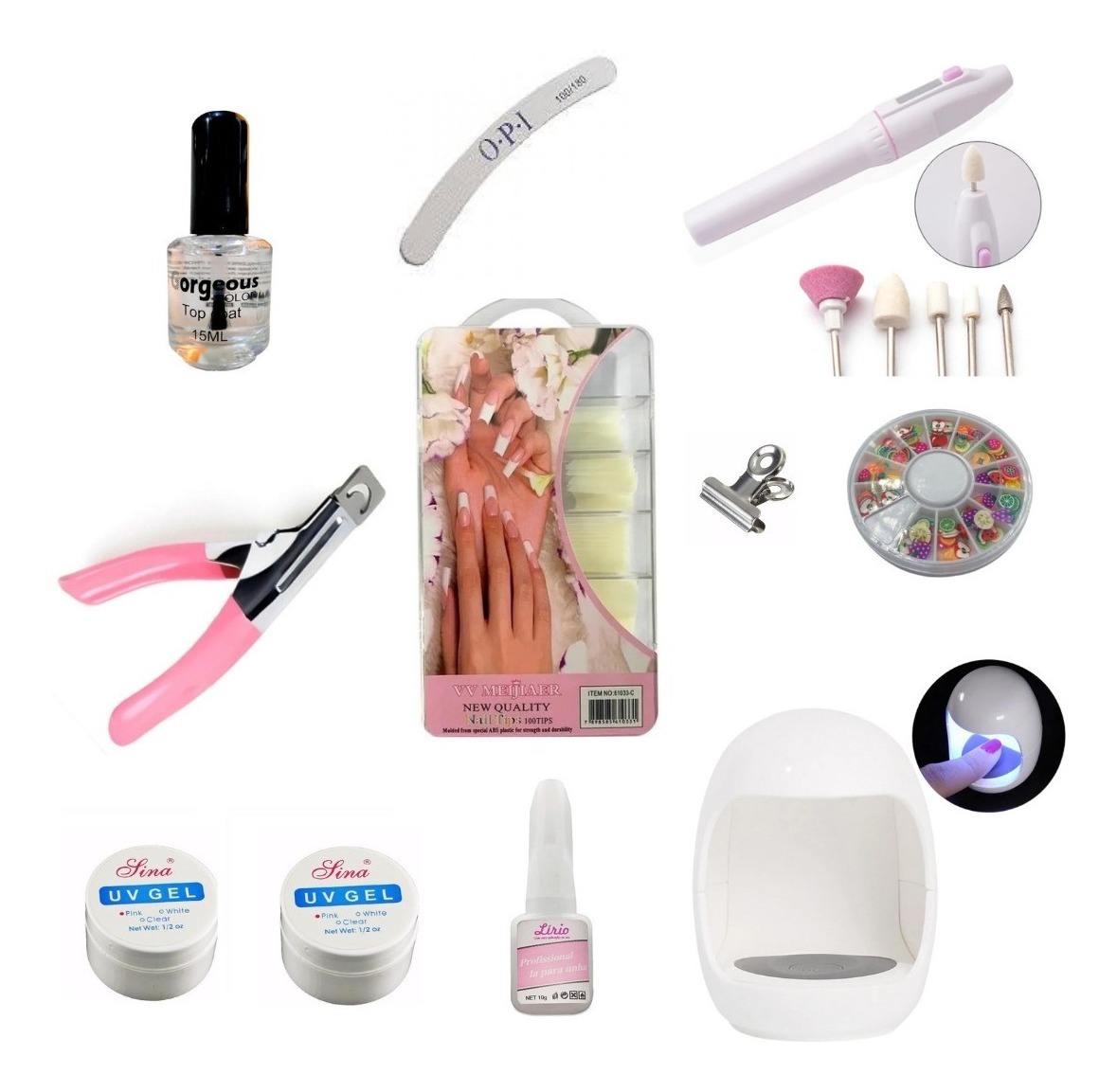 Kit Unha Gel Barato+cabine Uv Led Dedo Completo Mercado Livre