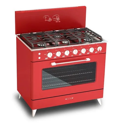 Estufa Luxor Gas Retro 900 a gas/eléctrica 6 quemadores roja 220V