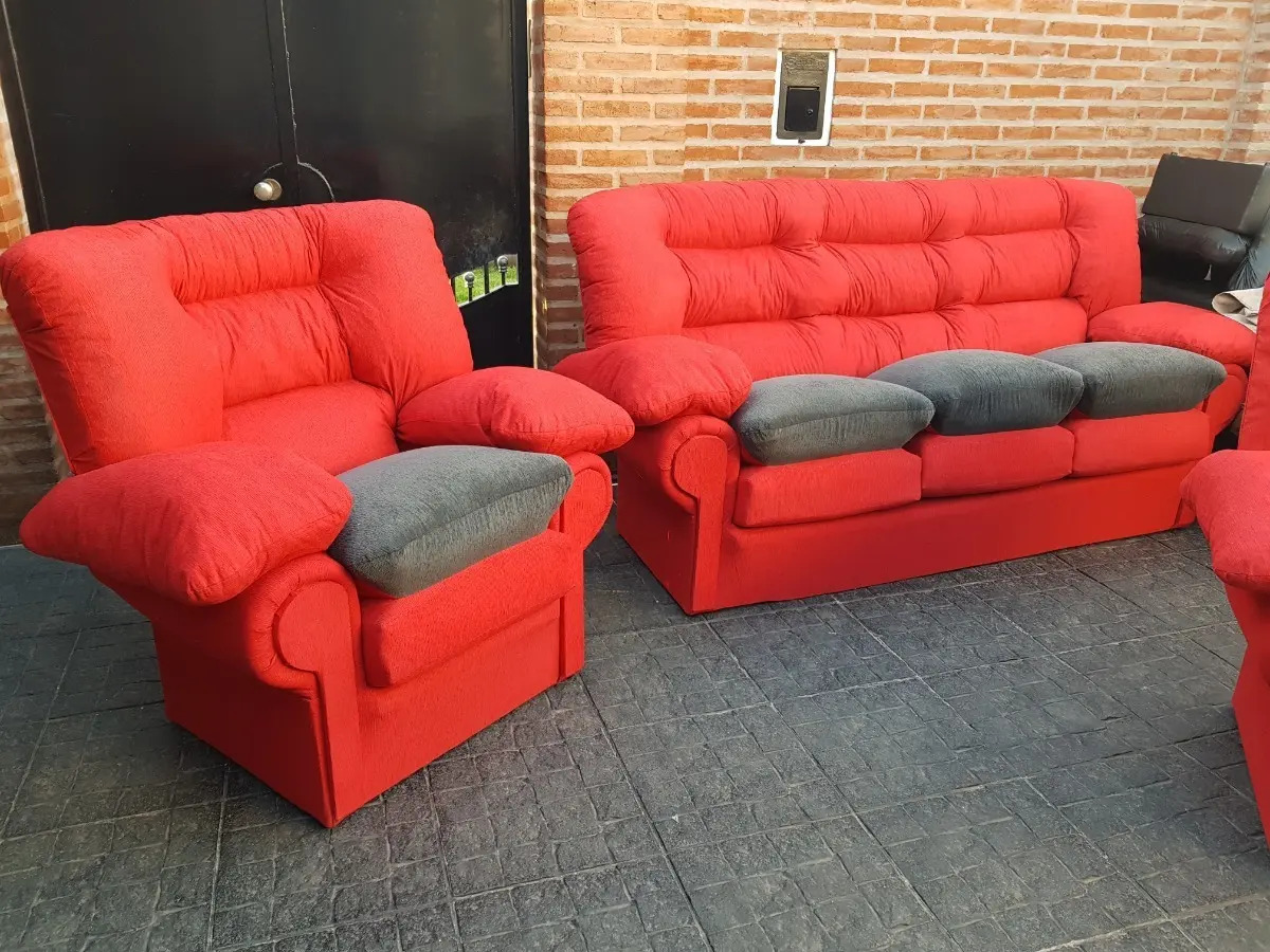 Juego De Sillones Placer 3 Cuerpos En Chenille 6 Sin Interes Mercado