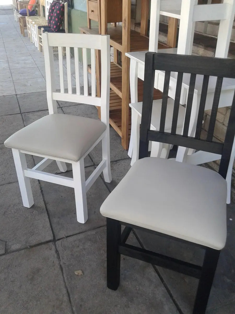 Silla De Pino Tapizada Ecocuero Mercado Libre