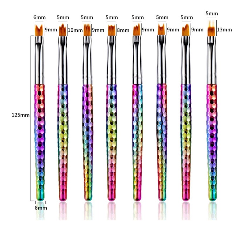 8pincel Para Desenhar Nas Unhas Flor Manicure Unha Gel Fibra