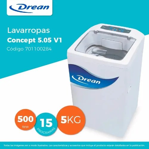 Lavarropas Automatico Drean Concept 5.05 V1 5 Kg 12Cts | Overhard