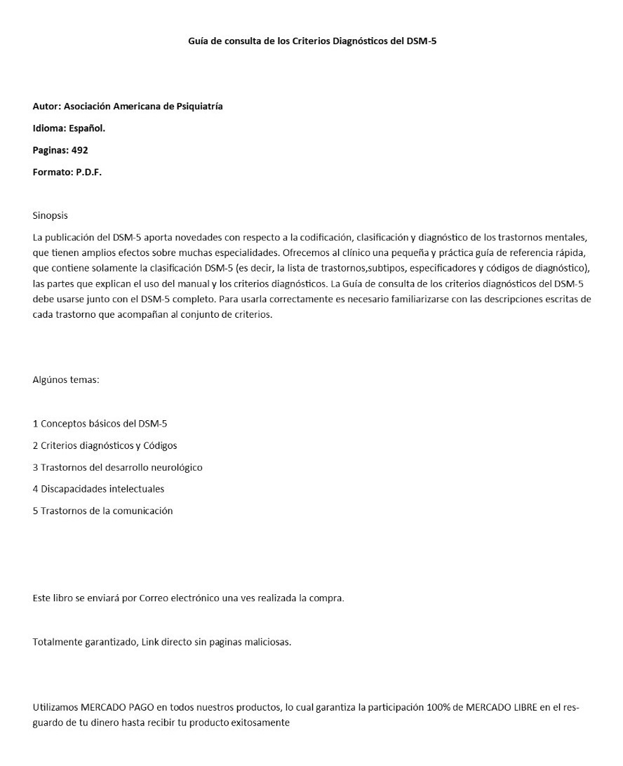 Guía De Consulta De Los Criterios Diagnósticos Del Dsm5 Meses sin