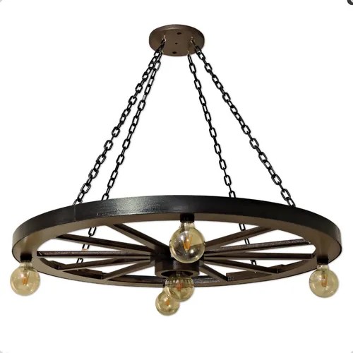 Luminária Lustre Teto Gigante 5 Lâmpadas Pendente Rustica