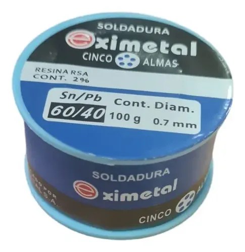 Estaño Eximetal 60/40 0.7 Mm Bobina 100gr Carrete