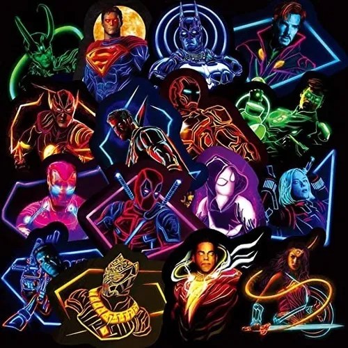 Avengers Neon 30 Stickers Pvc Contra Agua MercadoLibre