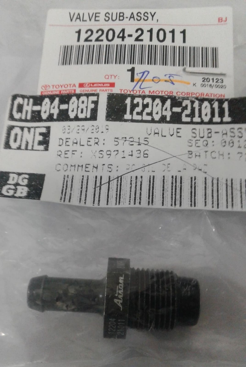 Valvula Pcv 21011 Original Toyota Prius 1.5l 0108 Yaris 1.5l 0708