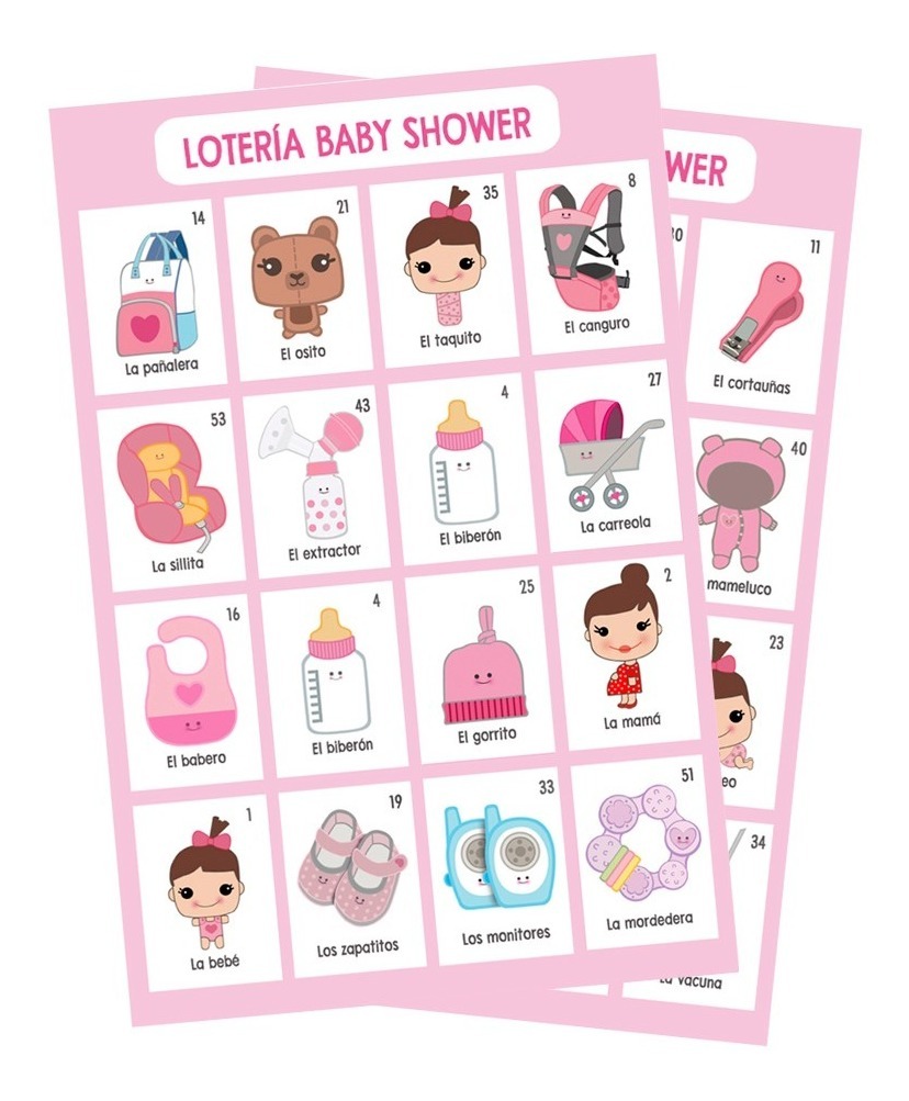 Lotería Baby Shower Niña 24 Tablas 7 Juegos Extra MercadoLibre