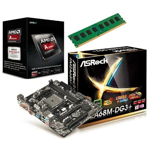 Combo Board Asrock Fm2 Procesador A6 7400k Radeon Ram 8gb Pc Envío gratis