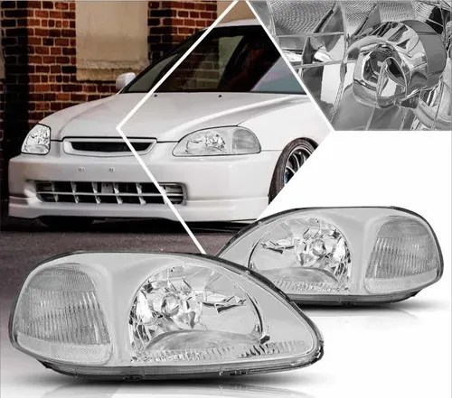 Faros Cromados Honda Civic 1996 1997 1998 Par | Envío gratis