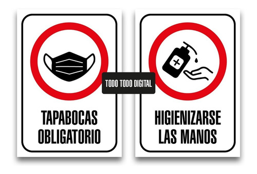 32 Carteles Señales P/Imprimir Tapabocas Distancia Prohibido | Cuotas Sin Interés
