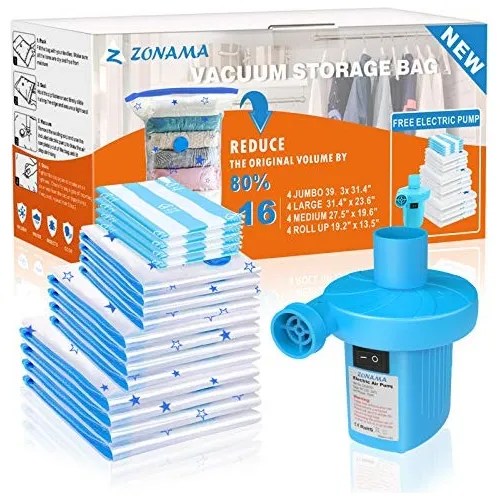 5 Bolsas De Empaque Al Vacio 80x60+ 1 Bomba Electrica Ropa Cuotas