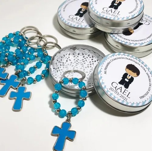 Souvenir Denario X 15 + Lata + Estampa Comunión Varon | Kaly Design