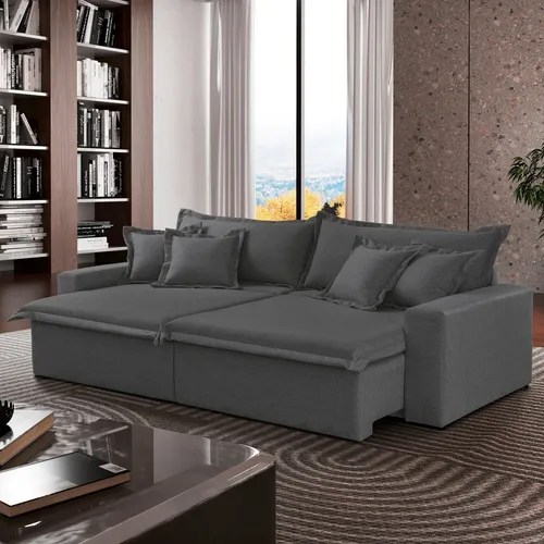 Sofá Cama Áustria 3 Lugares Retrátil Reclinável 230cm MercadoLivre