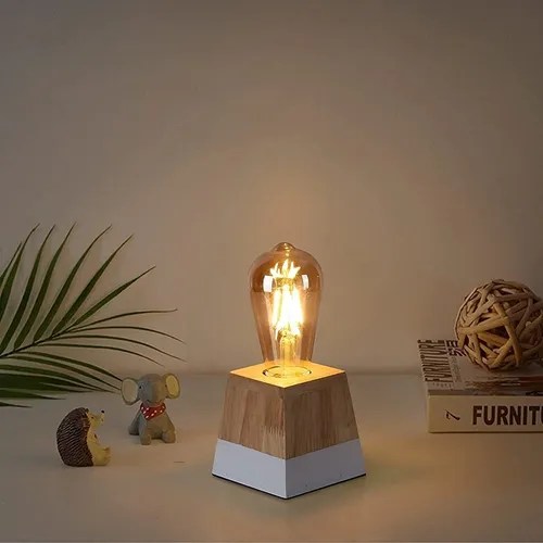 Sunllok Bedside Wood Base Table Lamp Holder, Mid Century Met Envío gratis