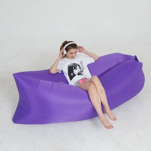 Sofá cama inflable para acampar, muebles de exterior, color violeta