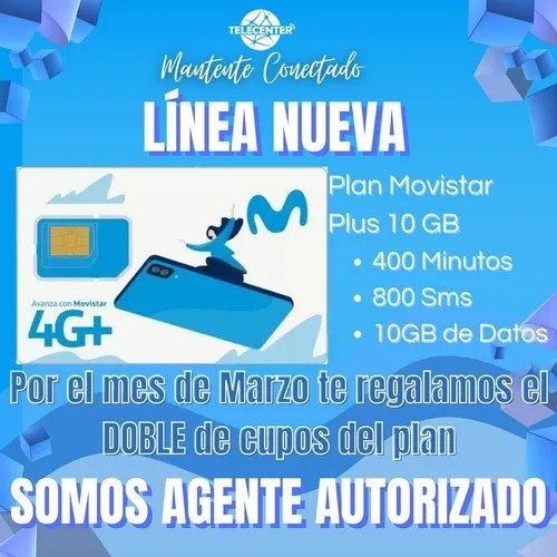Tarjeta Sim Card Movistar Línea Nueva Plan 10gb Chip 4g MercadoLibre