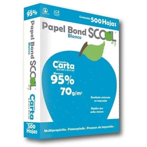 Paquete Hojas Scool T/carta 95 Blancura 70gr 500 Hojas Meses sin interés