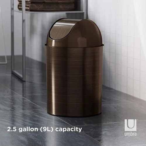 Umbra Mezzo Swingtop Waste Can, 2.5gallon (10 L), Bronze Meses sin