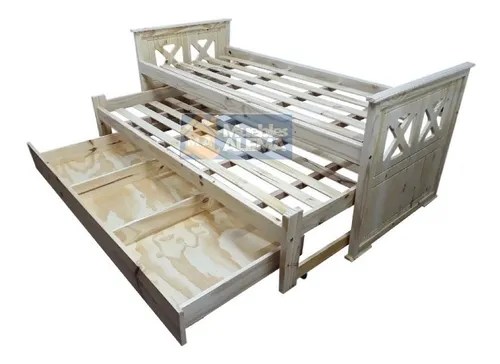 Cama Nido Doble En Pino C/Carro Cajon | Muebles Alema