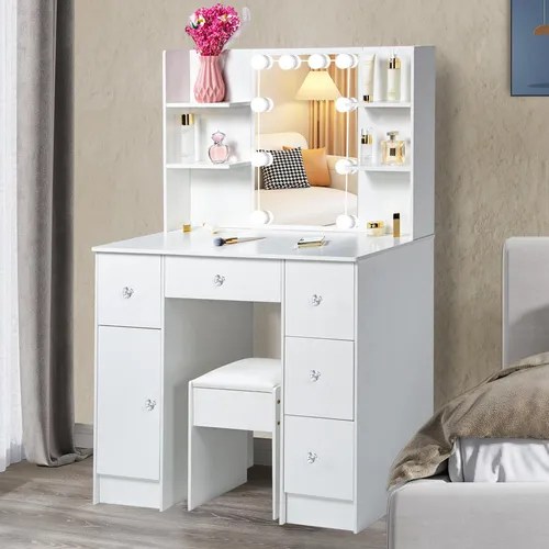 Vanity Desk With Mirror And 10 Lights MercadoLibre