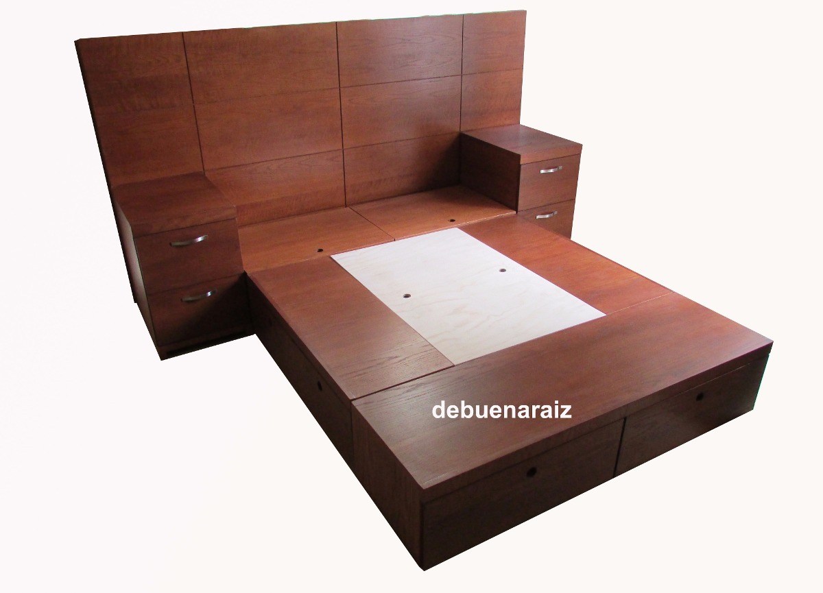 Recamara Base Cama Matrimonial Queen Size Cajones Cabecera Mercado Libre