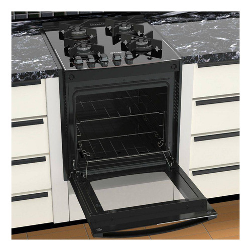 Fogão de embutir Dako Glass 4Q a gás/elétrico 4 queimadores preto 127V