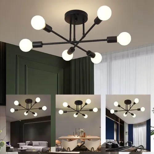Lámpara De Techo Colgante Decorativas Moderna 6 Luces Sala Meses sin