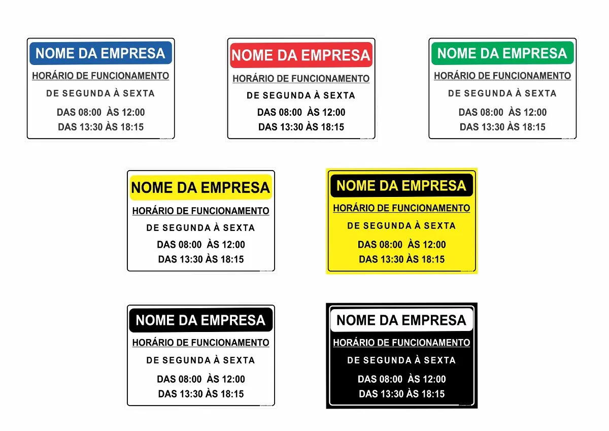Placa Horário De Funcionamento Atendimento Da Empresa Loja Mercado Livre