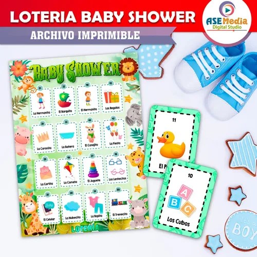 Loteria Baby Shower Safari 100 Tablas Imprimibles Mas Regalo