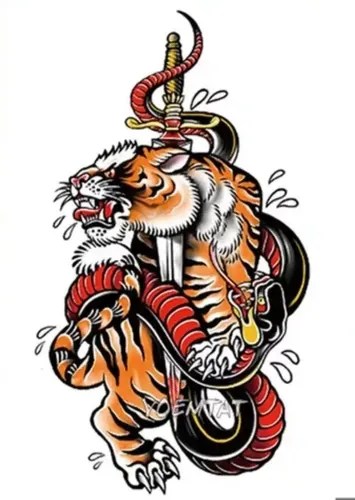 Tatuaje Temporal Realista Tigre Vs Cobra # Life In A Tattoo | Life_In_A_Tattoo
