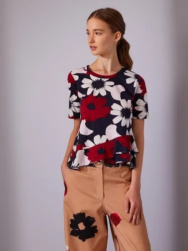 Remera Jazmin Chebar Flower Azul I21 | Live Multimarca