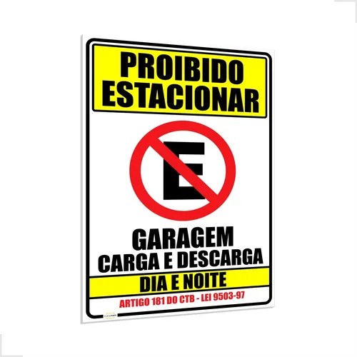 Placa De Proibido Estacionar Carga E Descarga 60x40cm Grande Parcelamento sem juros