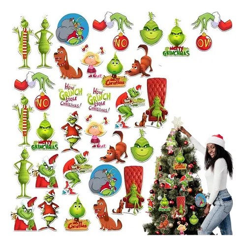 32 Pieces Of Grinch Christmas Ornaments Paper Tree Charms MercadoLivre