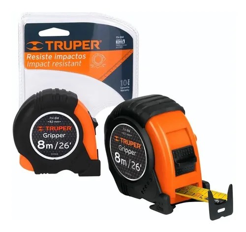 Flexometro Gripper Contra Impactos 8 M Cinta 25 Mm, Truper Meses sin