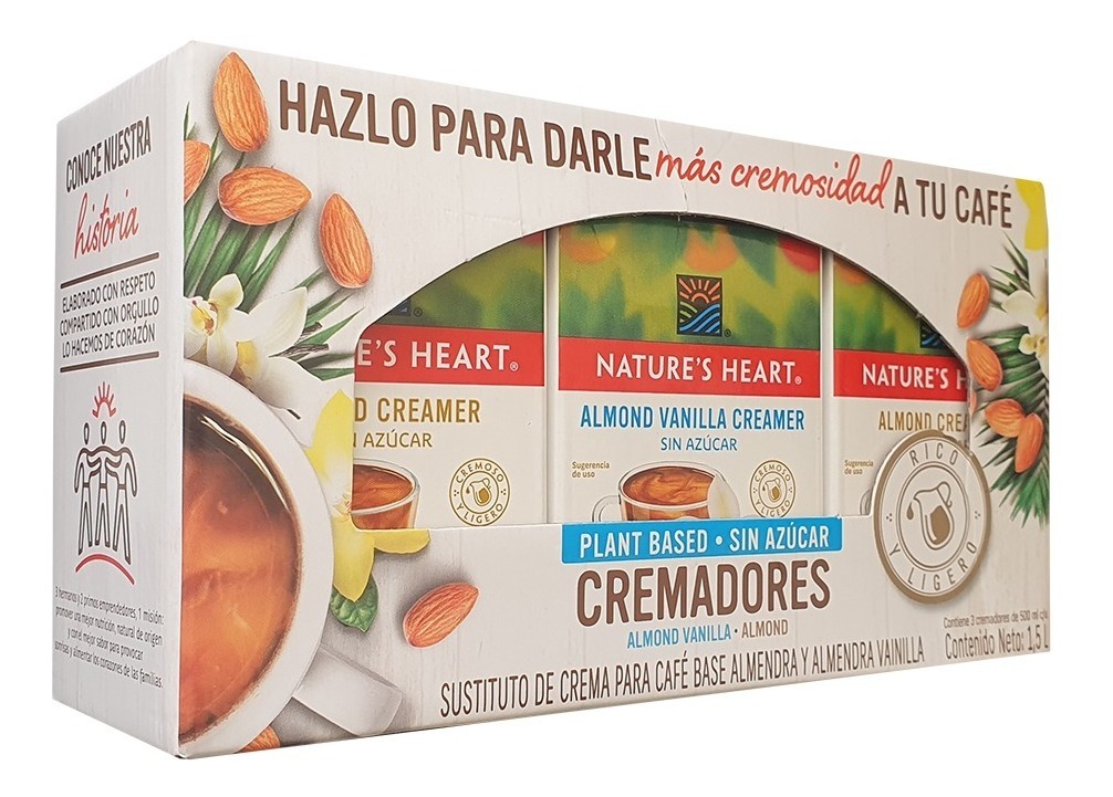 Crema Para Café Nature's Heart Base Almendras Sin Azúcar 3pz Clikers