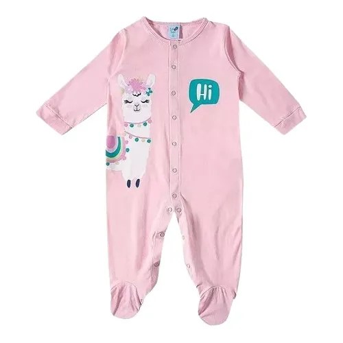 Macacão Bebê Infantil Lhama Algodão Rosa Tip Top Parcelamento sem juros