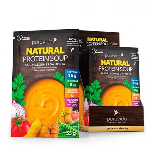Natural Protein Soup (cx. Com 10 Sachê De 35g) Pura Vida Frete grátis
