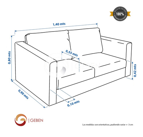 Sillon 2 Cuerpos 140 X 90 Sofa Living Pana Antimanchas | Mercadolibre