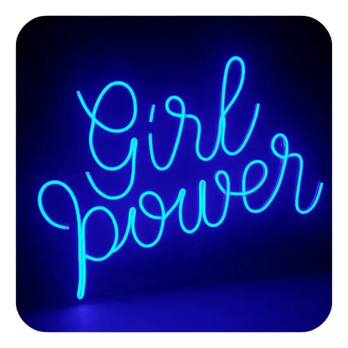Placa Letreiro Luminoso Neon Girl Power 40x30 Decoração Parcelamento